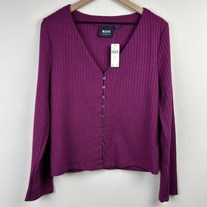 Anthropologie Maeve Cardigan Womens XL Pink Purple Ribbed New with Tag Ladies
